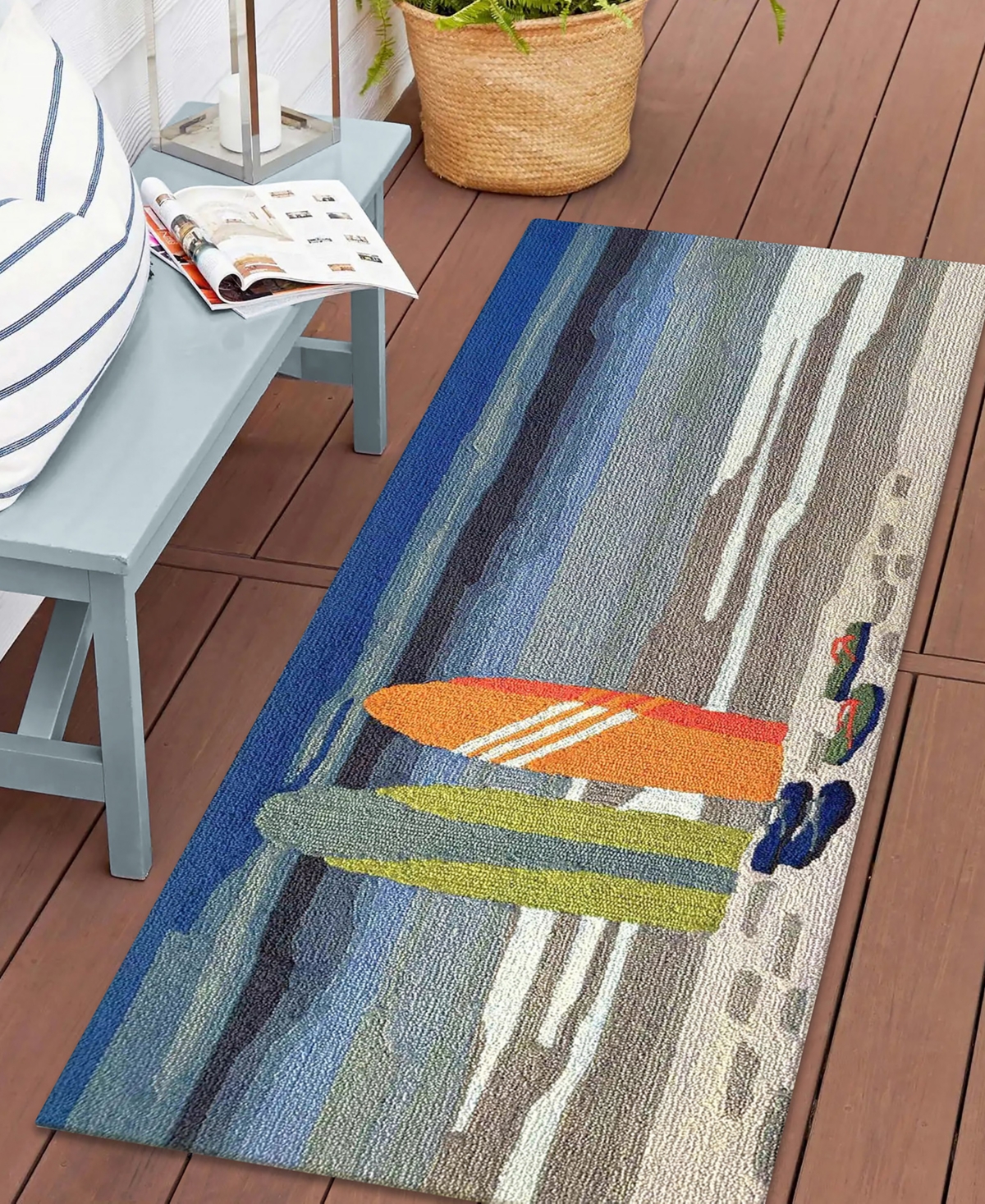 Liora Manne Frontporch Surf Break 2'x5' Runner Area Rug In Ocean