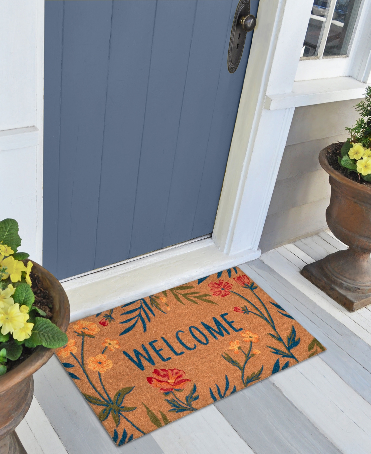 Liora Manne Natura Floral Welcome 1'6"x2'6" Area Rug In Tan