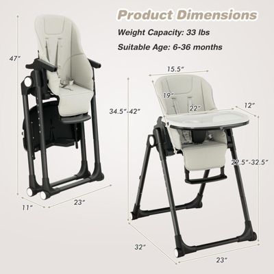 4-in-1 Baby High Chair with 6 Adjustable Heights