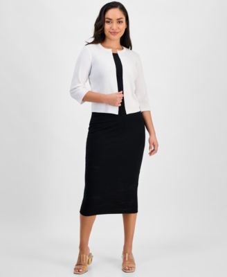 Robbie Bee - Petite 3/4-Sleeve Open-Front Shrug