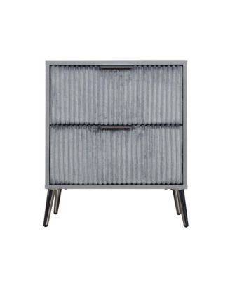 Nightstand with 2 Ribbed Soft Upholstered Drawers for Stylish Storage