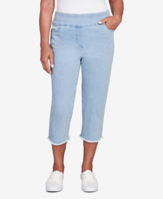 Petite Classics Black Denim Fringe Capri Pants