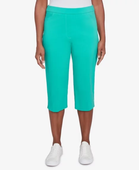 Petite Classics Flat Front Allure Clamdigger Pants - Jade