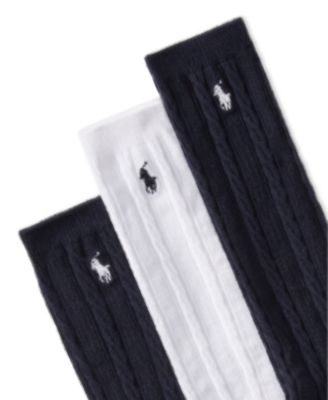 Polo Ralph Lauren Little Girls Knee High Cable Knit Socks, 3