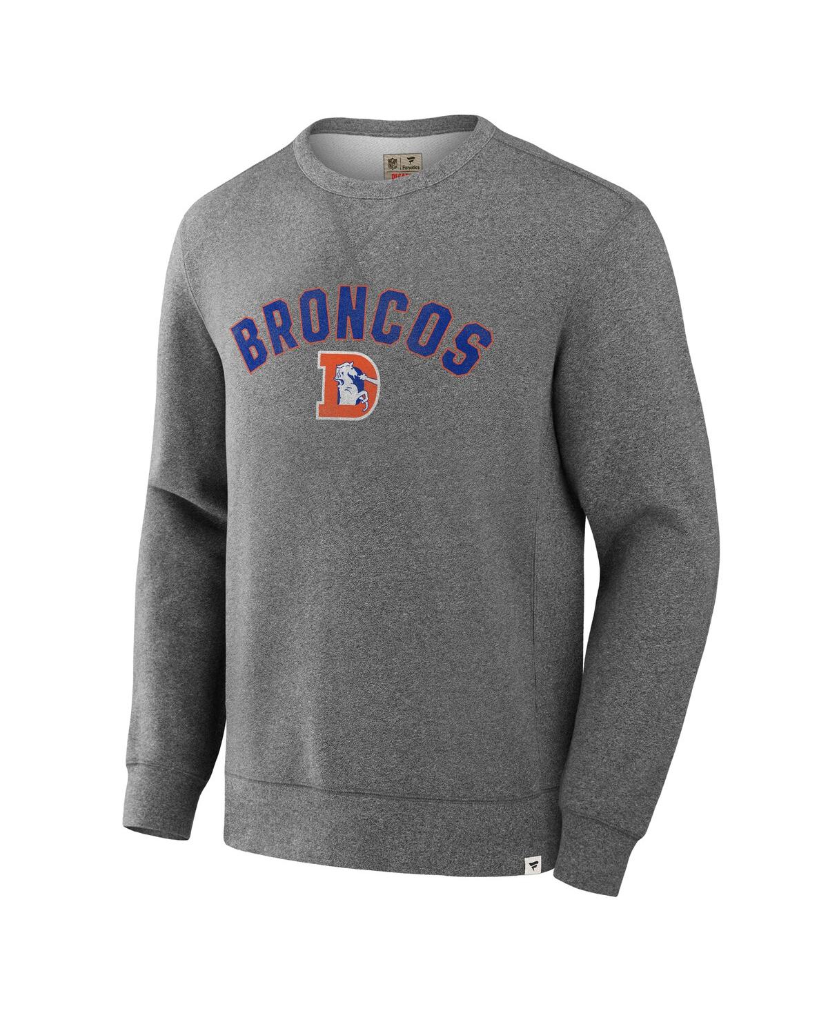 Fanatics Men's Heather Gray Denver Broncos Loop Terry Pullover Sweatshirt In Heather Gray