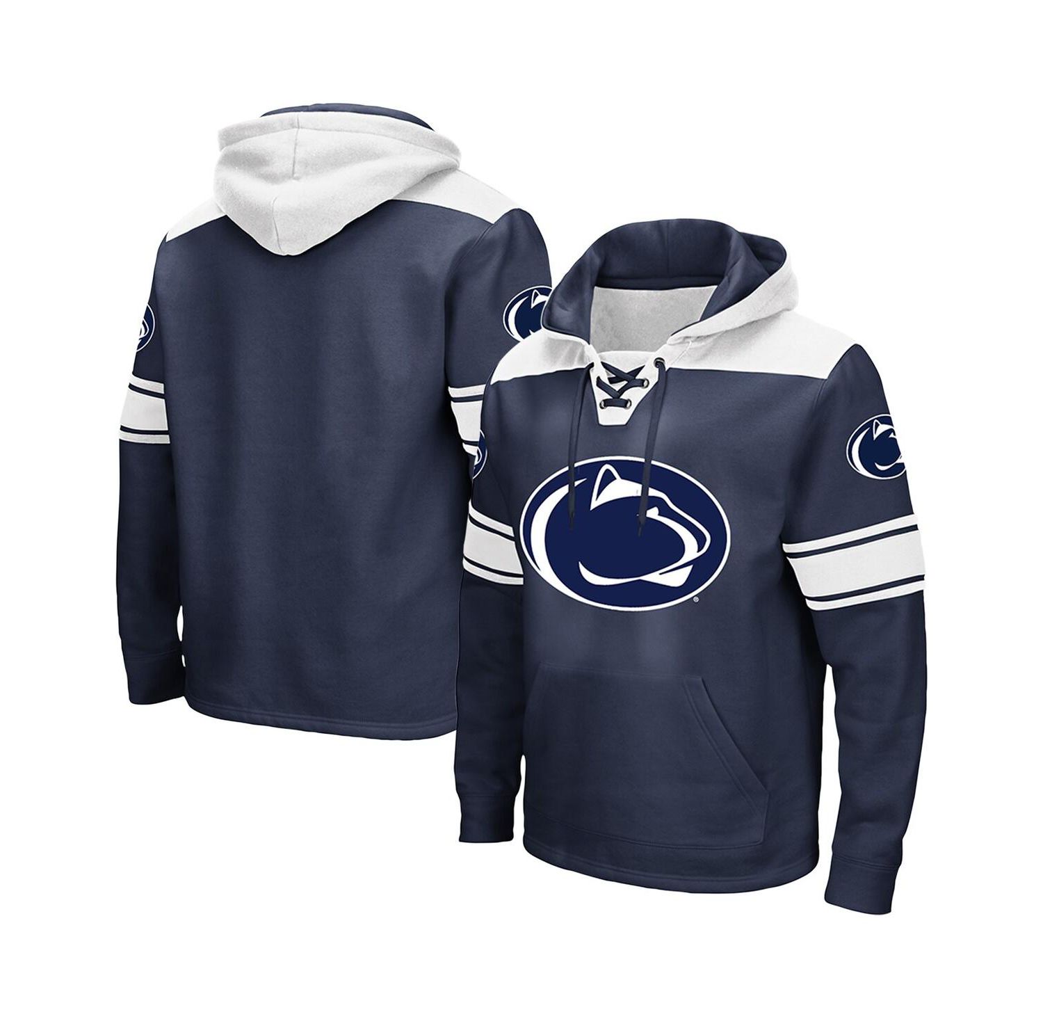 Men's Navy Penn State Nittany Lions Big & Tall Hockey Lace-Up Pullover Hoodie