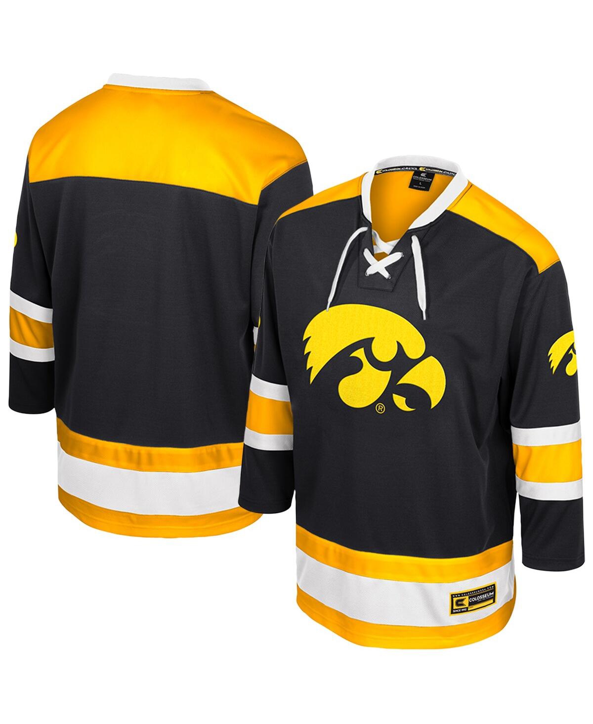 Men's Black Iowa Hawkeyes Athletic Machine Fashion Hockey Jersey - Black