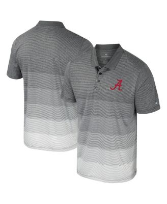 Colosseum - Men's Gray Alabama Crimson Tide Striped Mesh Polo