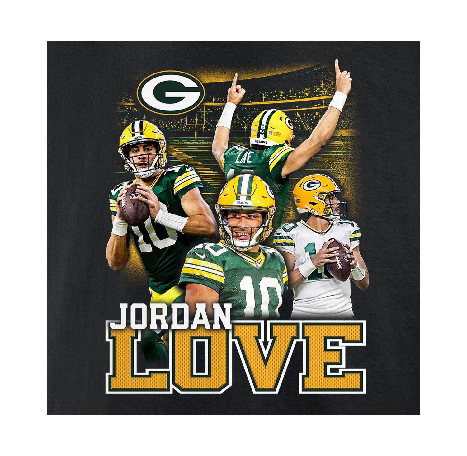 Jordan Men's Love Black Green Bay Packers Notorious Player Graphic T-Shirt