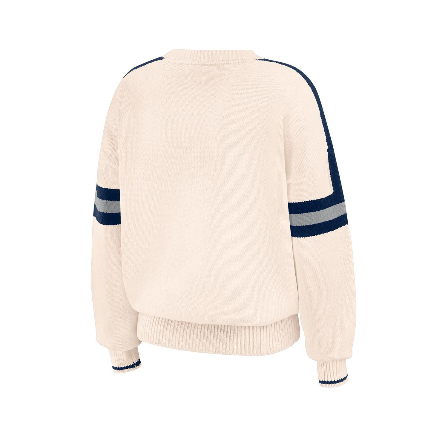 Women's Cream New York Yankees Stripe Pullover Sweater