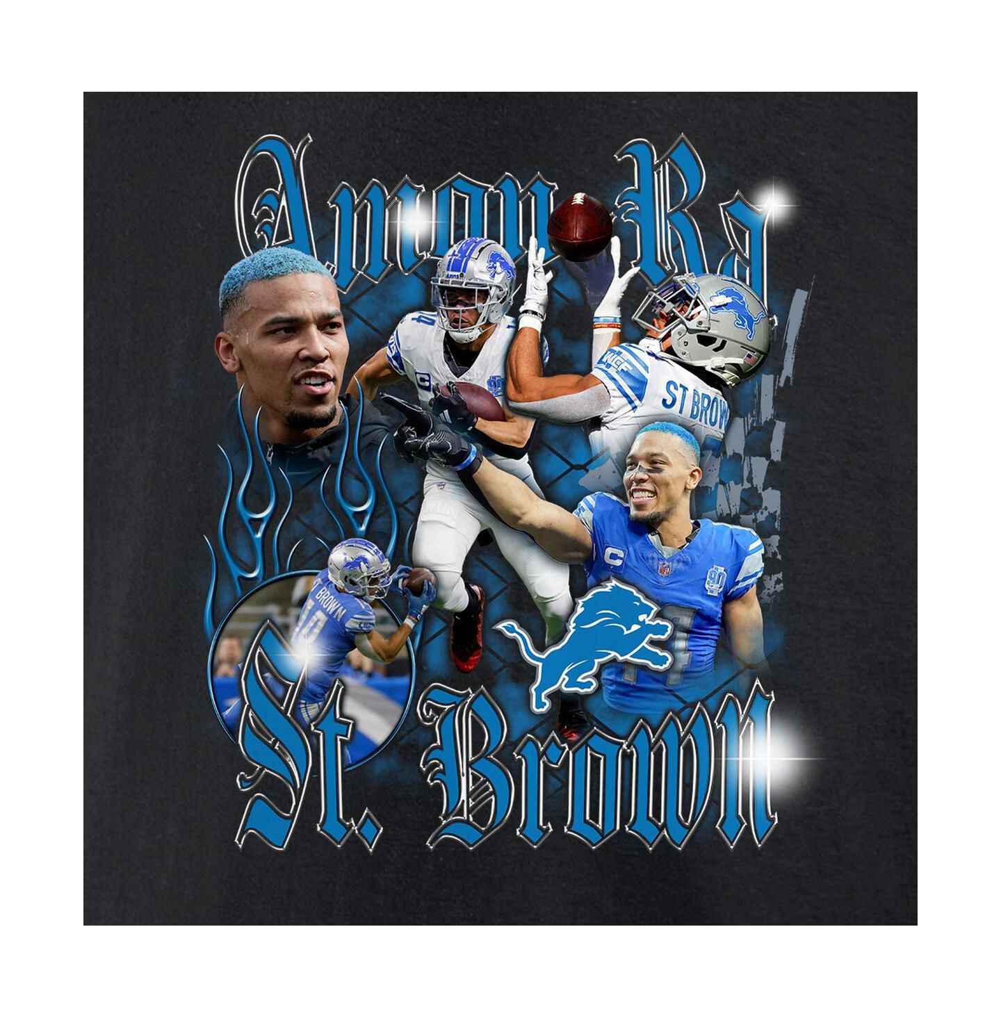 Мужская футболка Fanatics Amon-Ra St. Brown Black Detroit Lions Notorious Player Graphic — фото 4