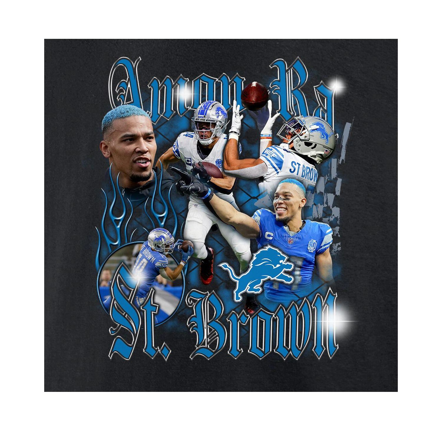 Men's Amon-Ra St. Brown Black Detroit Lions Notorious Player Graphic T-Shirt