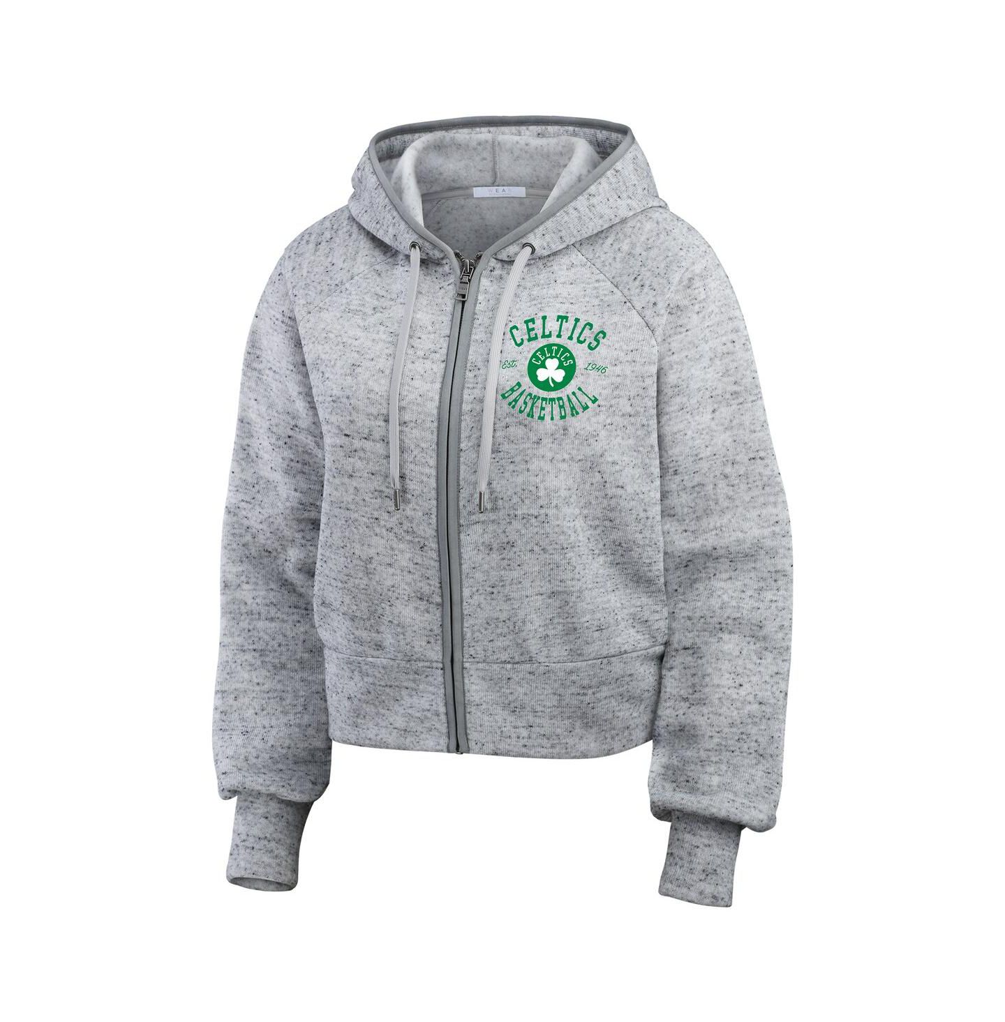 Женское худи WEAR by Erin Andrews Heather Gray Boston Celtics Speckled Radiator Full-Zip — фото 2