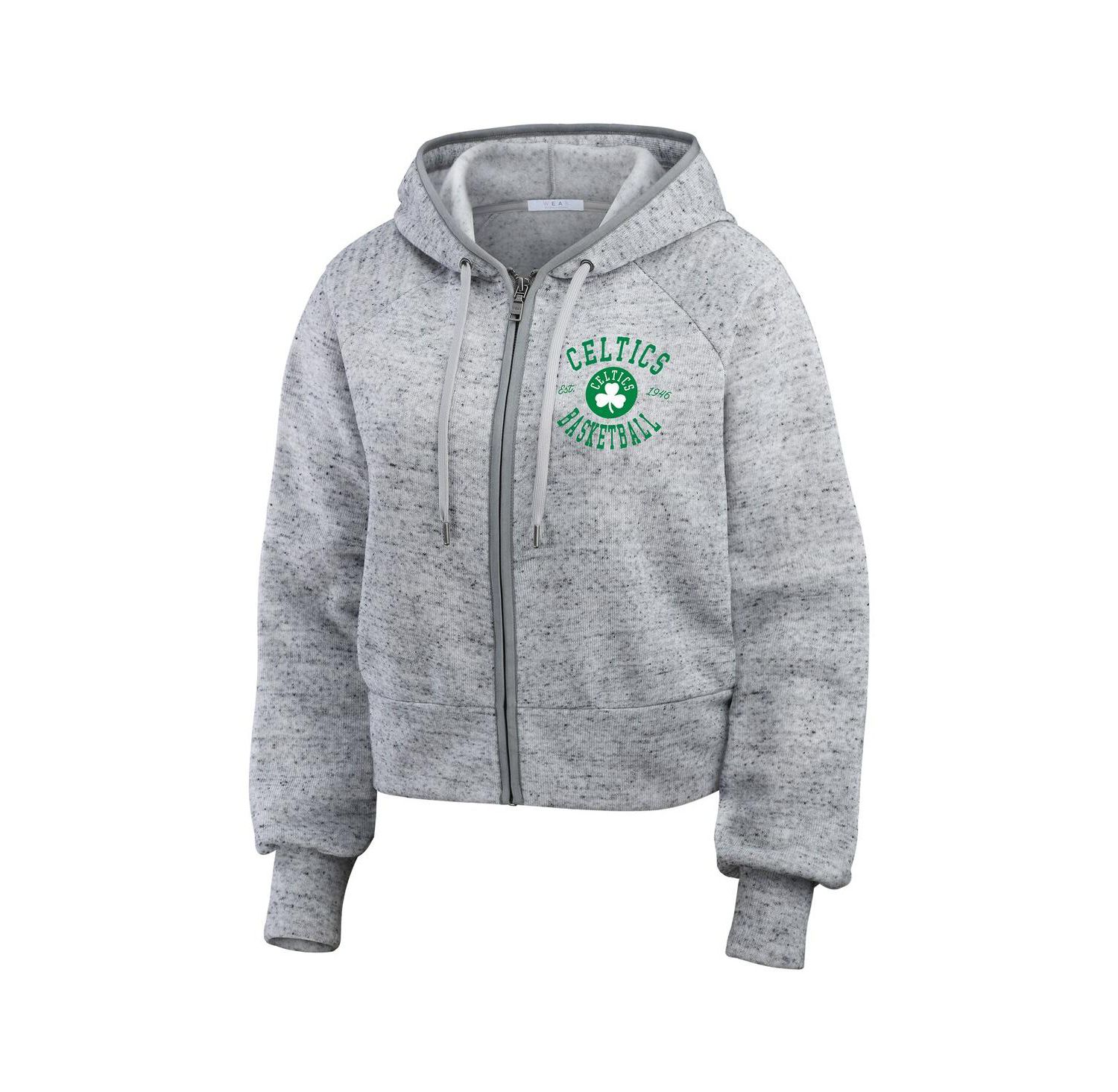 Women's Heather Gray Boston Celtics Speckled Radiator Full-Zip Hoodie