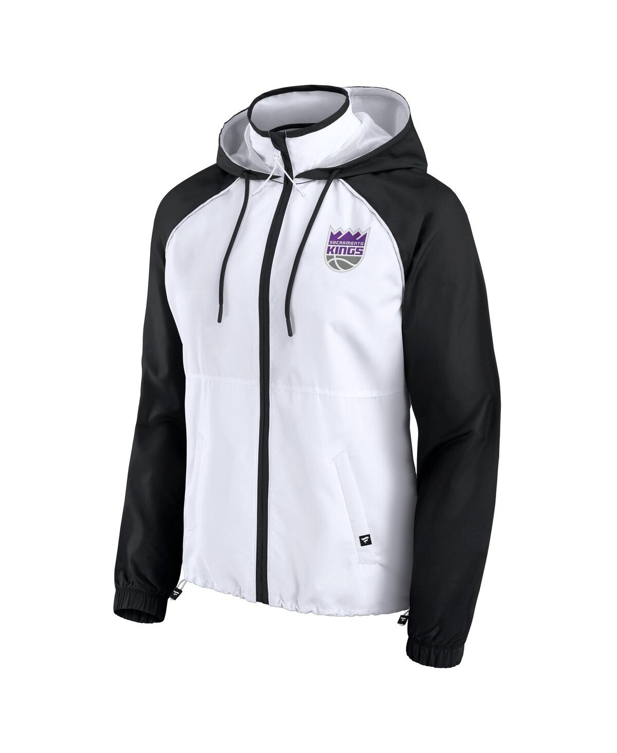 Fanatics Women's White/black Sacramento Kings Anorak Raglan Full-zip Hoodie Jacket In White,black