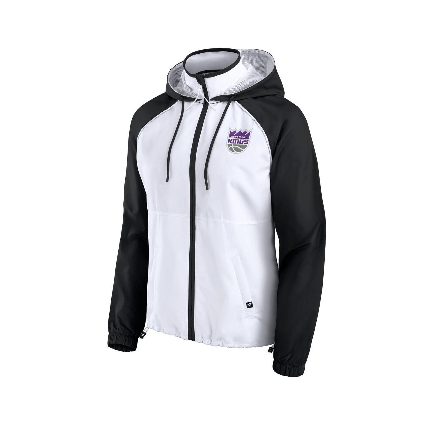 Women's White/Black Sacramento Kings Anorak Raglan Full-Zip Hoodie Jacket