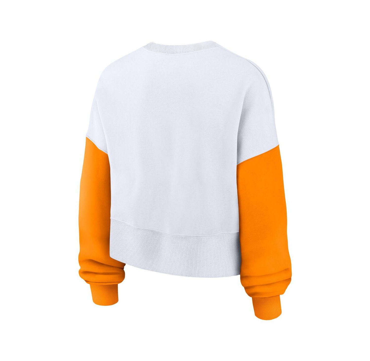 Women's White Tennessee Volunteers Color-Block Oversized Cropped Pullover Sweatshirt