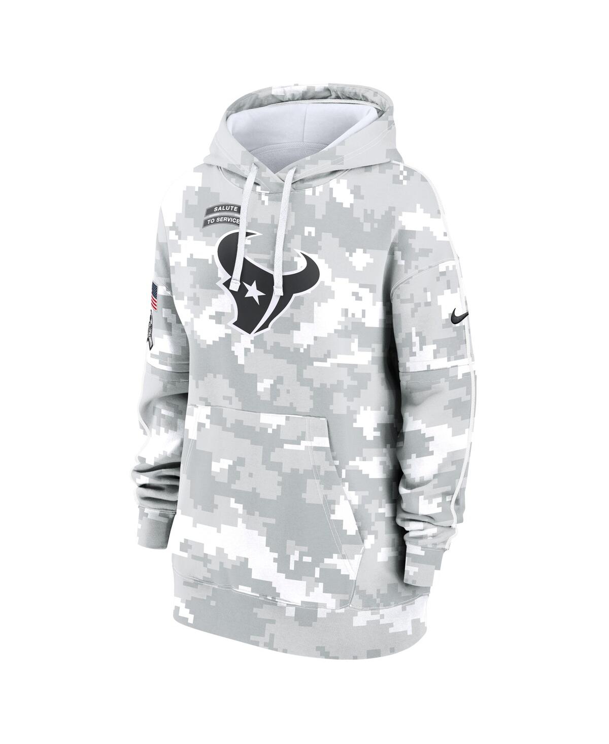 Nike Women's Arctic Camo Houston Texans 2024 Salute To Service Club Fleece Oversized Pullover Hoodie In Arctic Camo,camo
