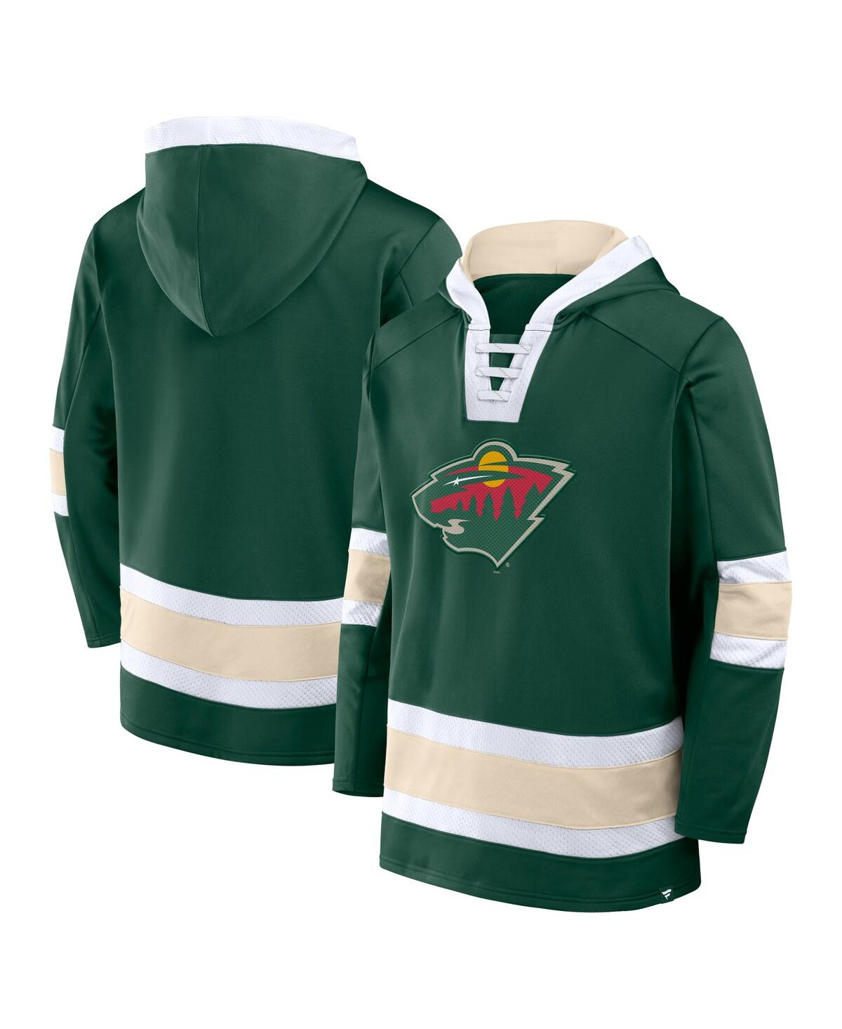 Fanatics Men's Green Minnesota Wild Inside Line Fleece Pullover Hoodie In Green