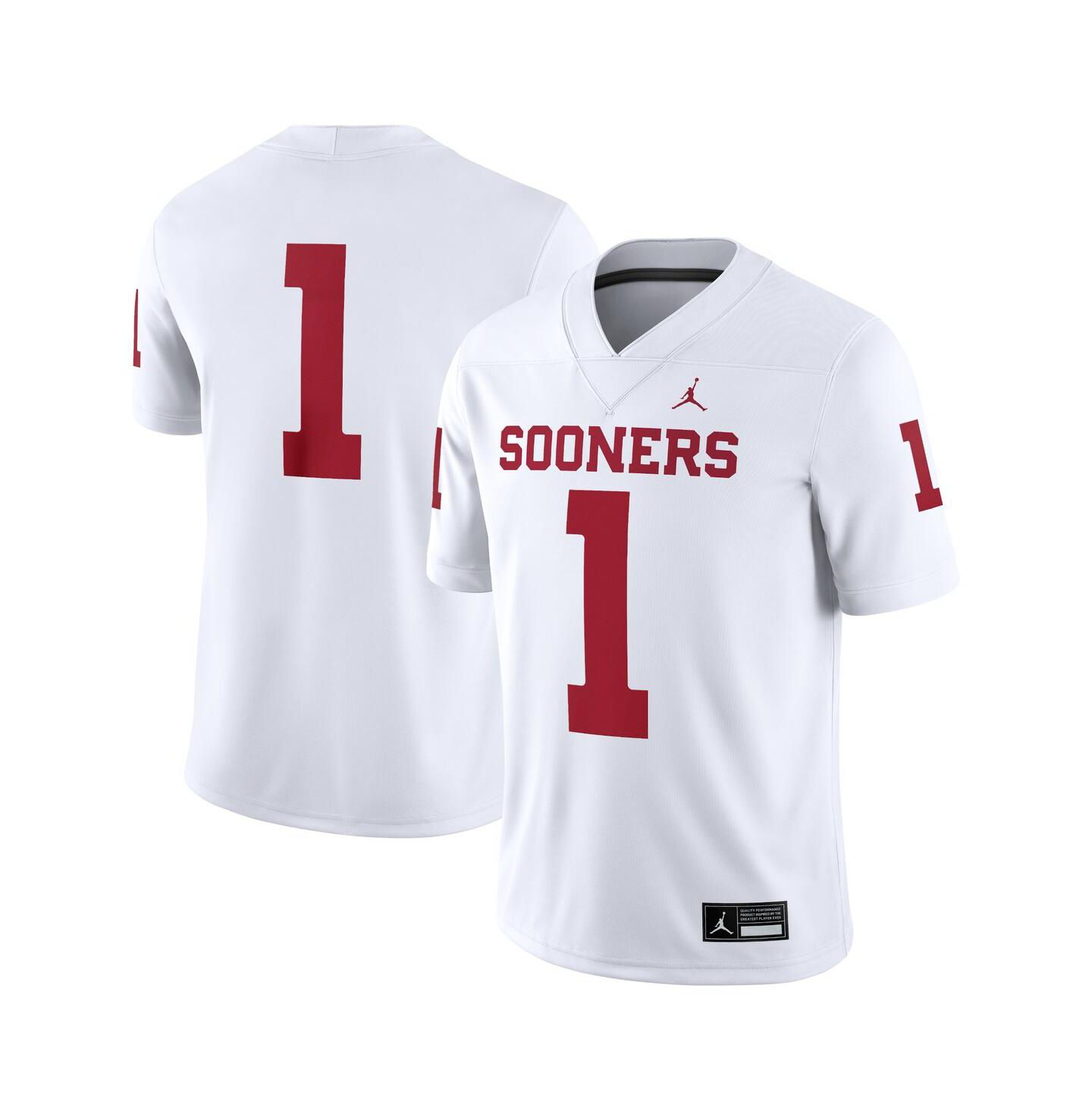 Мужской топ Jordan 1 White Oklahoma Sooners Game Jersey — фото 1