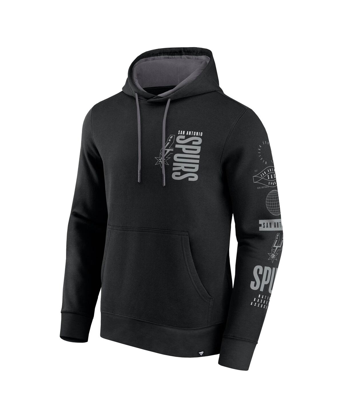 Fanatics Men's Black San Antonio Spurs Game Time Crossover Pullover Hoodie In Black