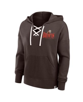 Women's Brown Cleveland Browns Blitz Left Lace-Up Pullover Hoodie