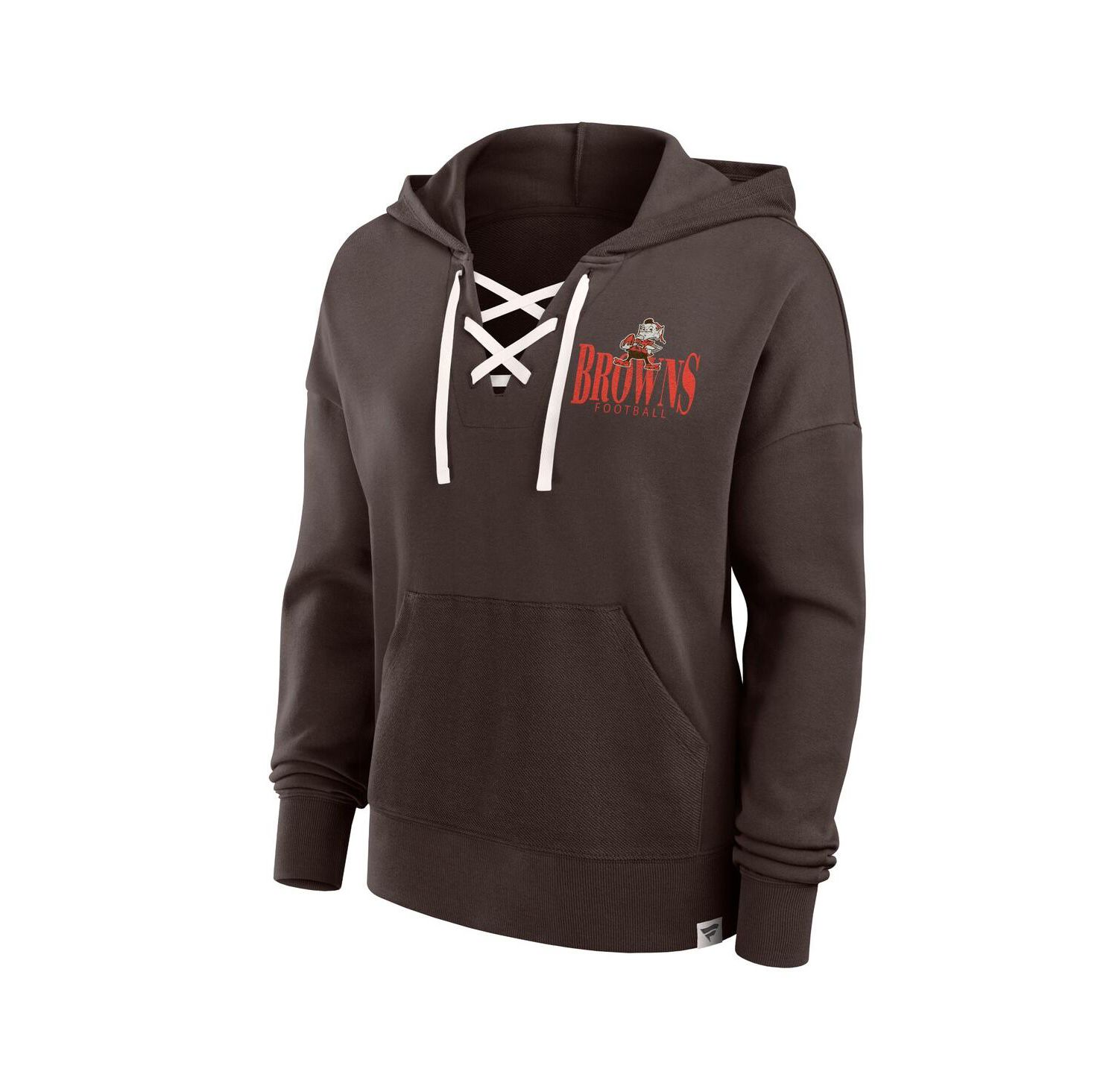 Women's Brown Cleveland Browns Blitz Left Lace-Up Pullover Hoodie