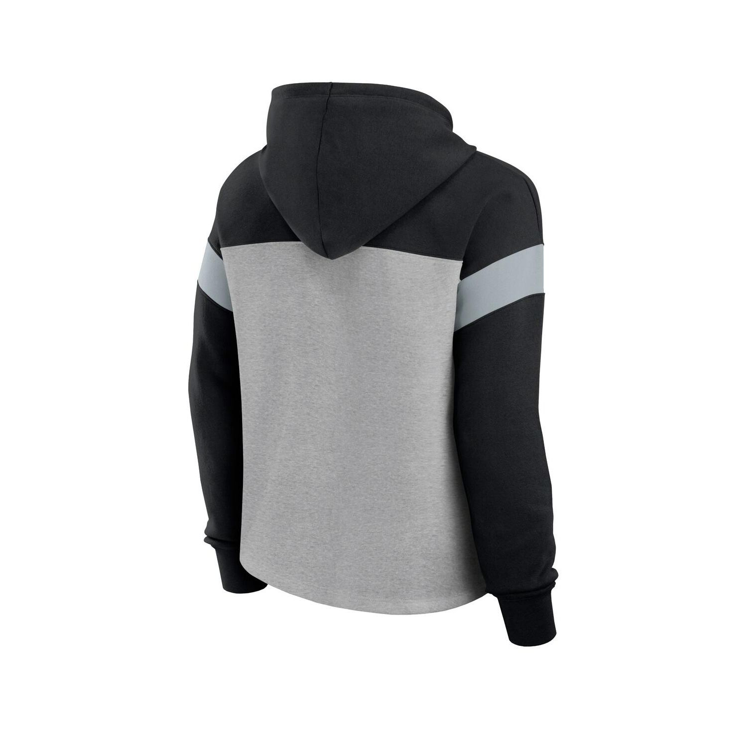Women's Heather Gray/Black Las Vegas Raiders Bold Play Call Pullover Hoodie