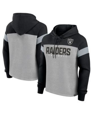 Fanatics - Women's Heather Gray/Black Las Vegas Raiders Bold Play Call Pullover Hoodie