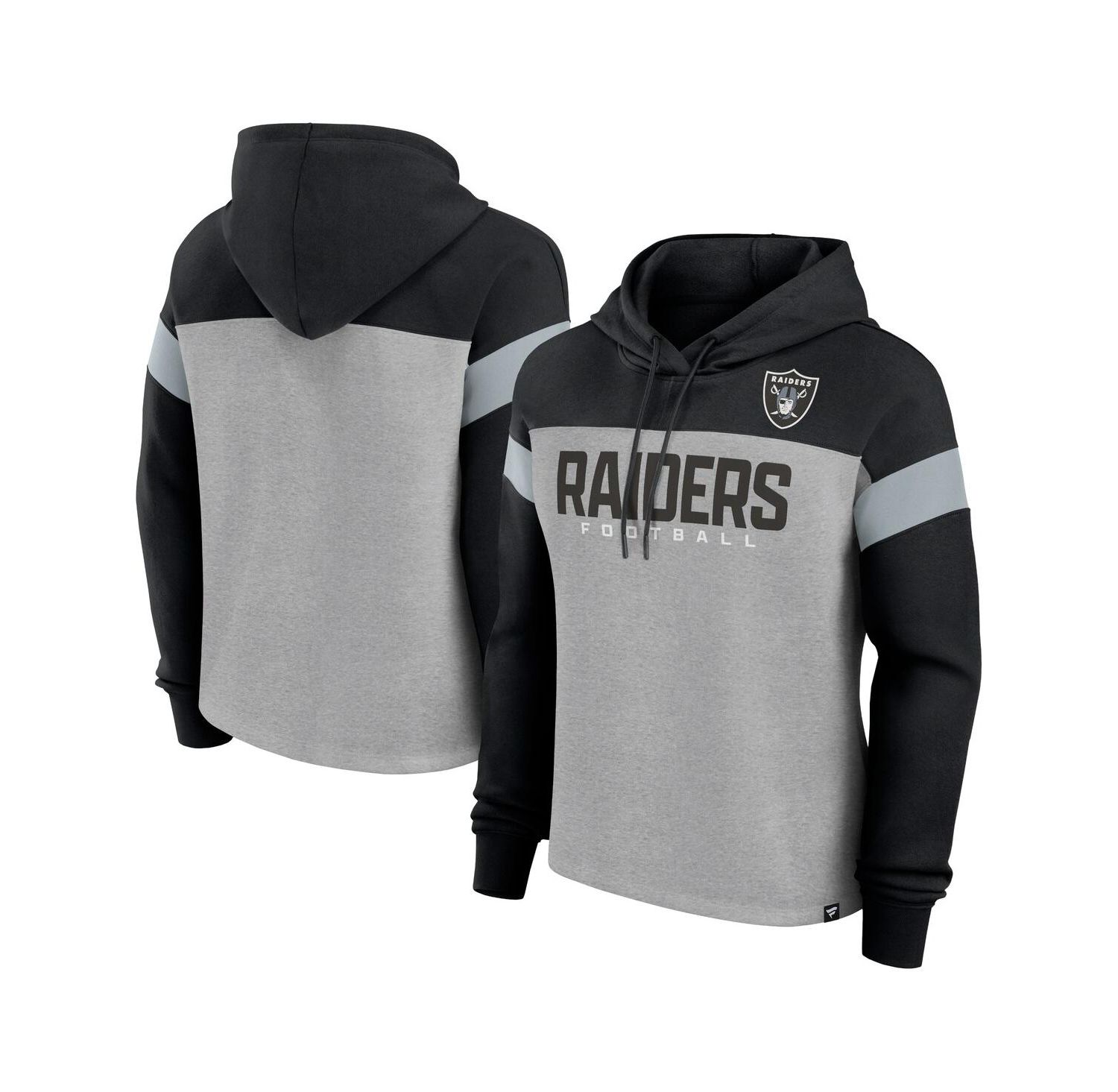 Women's Heather Gray/Black Las Vegas Raiders Bold Play Call Pullover Hoodie