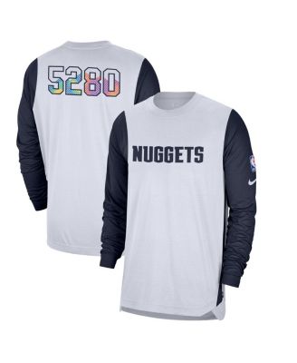 Nike - Men's White Denver Nuggets 2024/25 City Edition Authentic Pregame Performance Long Sleeve Shooting T-Shirt