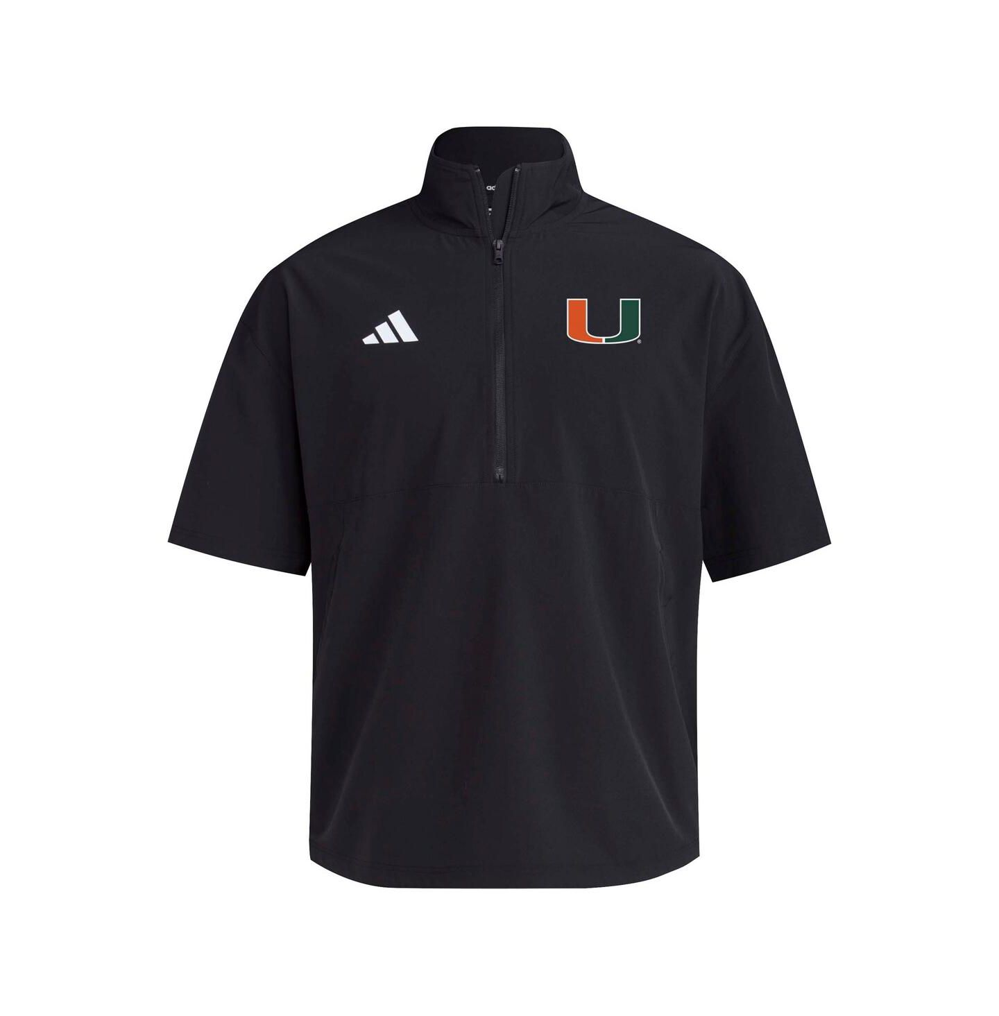 Мужская куртка adidas Black Miami Hurricanes 2024 Half-Zip Short Sleeve Training — фото 3
