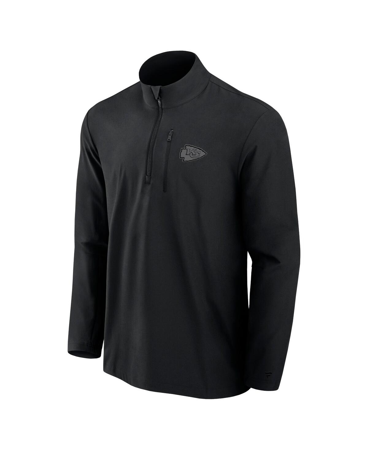 Fanatics Men's Black Kansas City Chiefs Front Office Woven Quarter-zip Jacket In Black