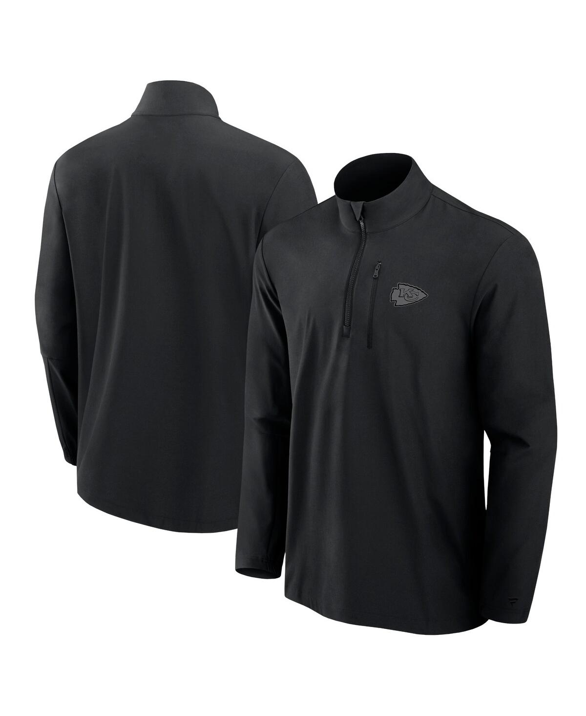 Fanatics Men's Black Kansas City Chiefs Front Office Woven Quarter-Zip Jacket - Black