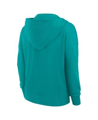 Women's Aqua Miami Dolphins Blitz Left Lace-Up Pullover Hoodie