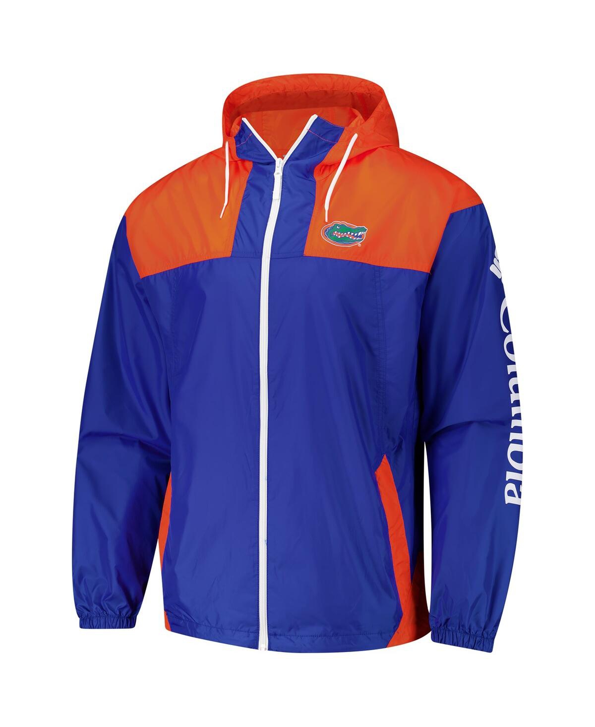 COLUMBIA MEN'S ROYAL FLORIDA GATORS FLASH CHALLENGER II OMNI-SHADE FULL-ZIP WINDBREAKER JACKET 