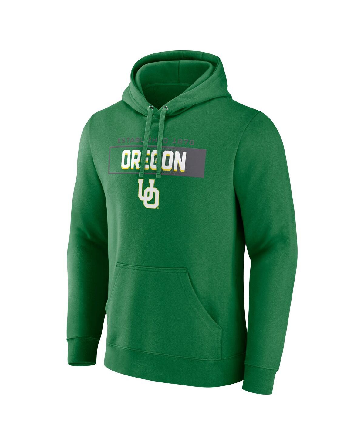 Fanatics Men's Green Oregon Ducks Iconic Fleece Down The Field Pullover Hoodie In Green