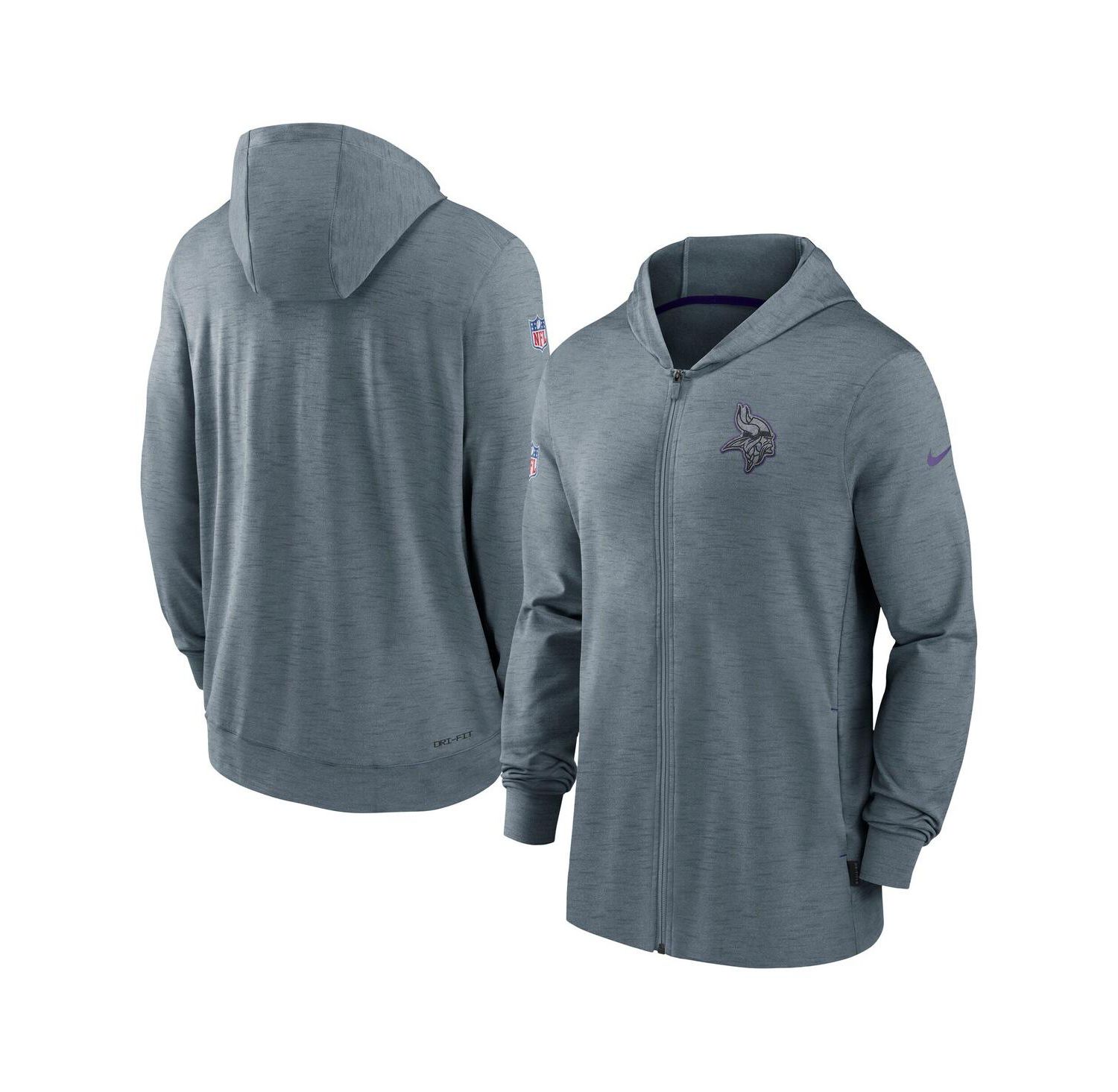 Men's Gray Minnesota Vikings 2022/23 Sideline Pop Performance Full-Zip Hoodie