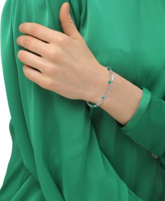 Deva Black Onyx Stone Bead Crocodile Charm Bracelet