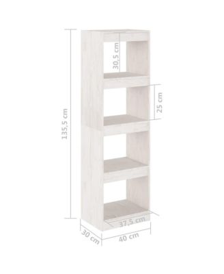 Book Cabinet Room Divider White 15.7"x11.8"x53.3" Solid Wood Pine