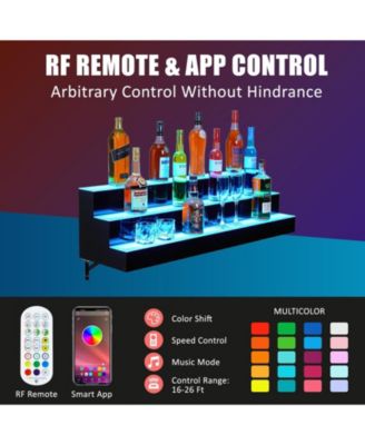 40-Inch Acrylic LED Wine Display Rack - Remote Control, App-Controlled, Modern Design, 3-Tier Shelf, and Home Bar Accessories