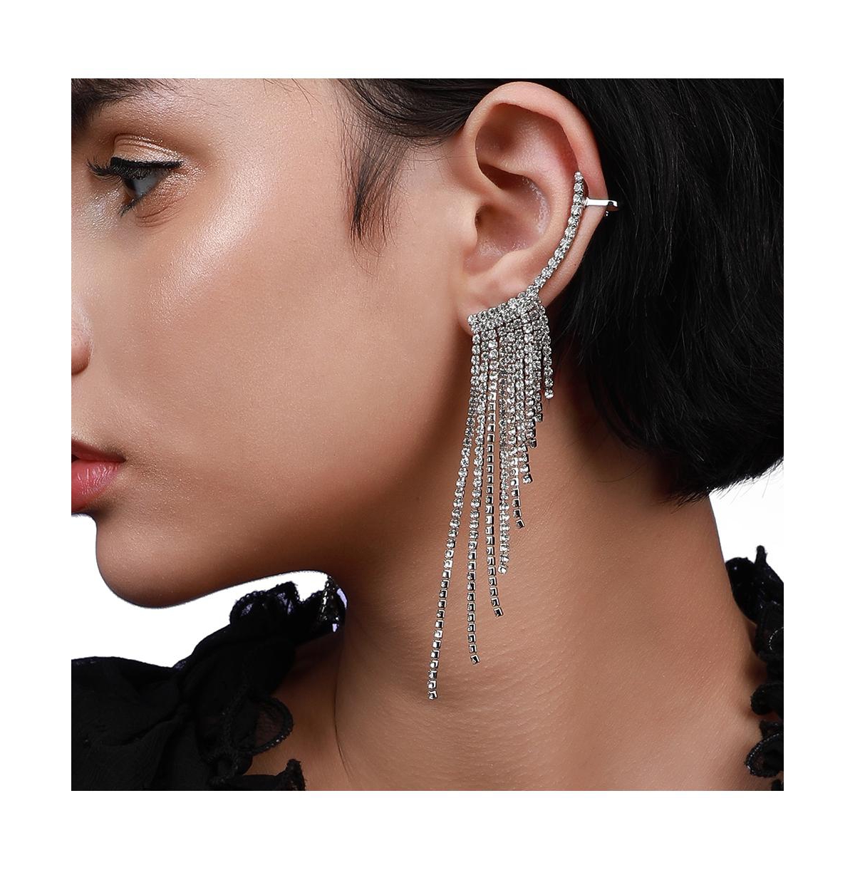 Sohi Casual Cuff Earrings In Silver