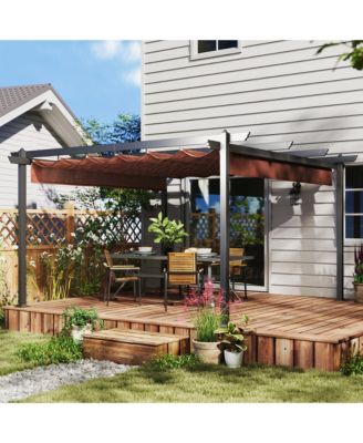 13' x 13' Aluminum Pergola with Retractable Canopy,