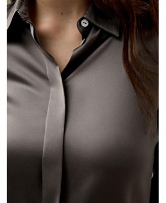 Women's Elegant Silhouette Silk Shirt