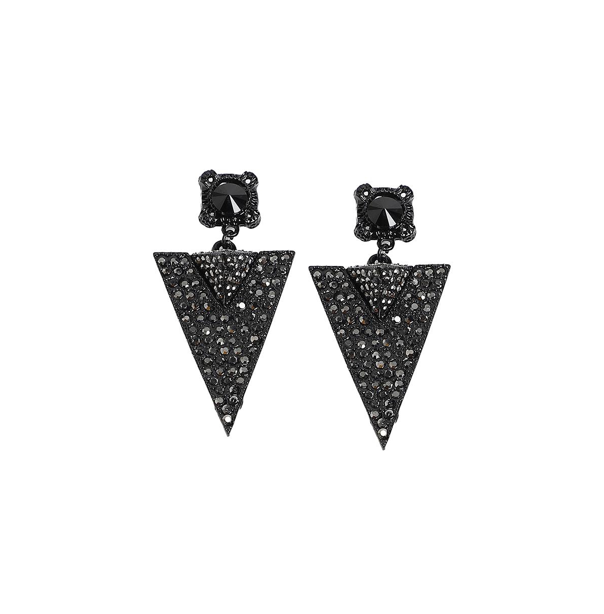 Sohi Embellished Triangle Drop Earrings In Black