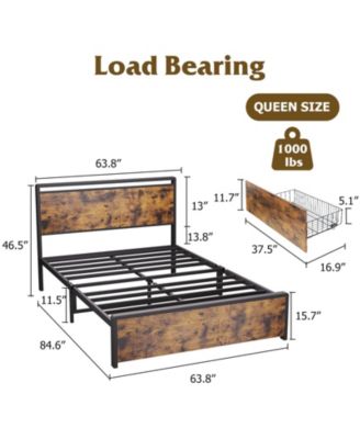 Queen Bed Frame with 4 Storage Drawers and Headboard