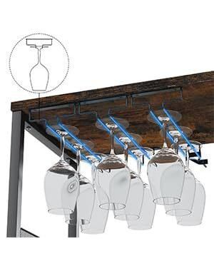 Wine Bar Cabinet with Detachable Wine Rack, Bar Rack Cabinet with Glass Holder and 1 Drawer, Mesh Door, Small Sideboard and Buffet Cabinet for Liquor and Glasses