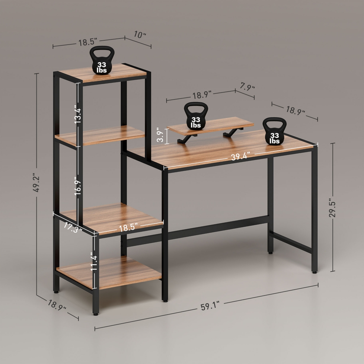 Homcom Computer Desk with Monitor Sd 4-Tier Shelf Home Office Desk