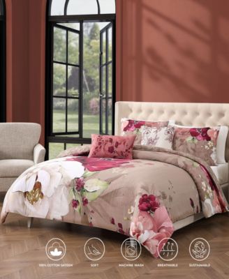 Florence Bedding 220 Thread Count 100% Cotton 5 Piece Queen Size Reversible Comforter Set