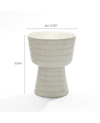 Outdoor and Indoor Round Spiral Pattern Side Table, Off White